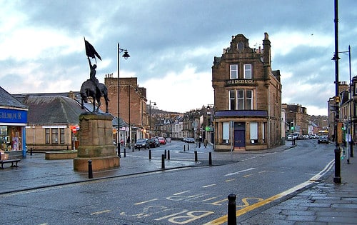 Vista de High Street en la ciudad de Hawick.