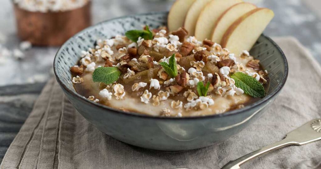 porridge con nueces y palomitas