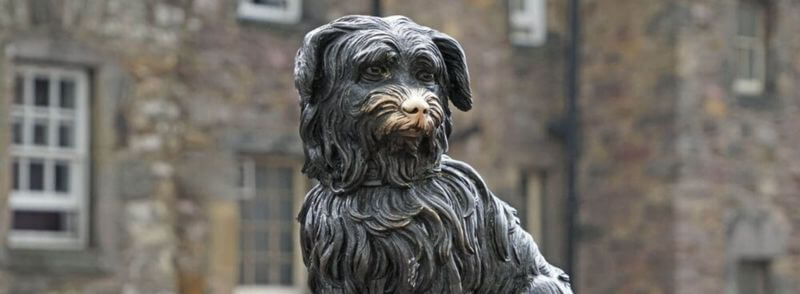 Estatua del perro Bobby en el Cementerio de Greyfriars en Edimburgo, Escocia